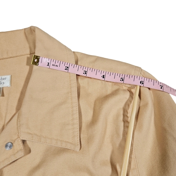 Christopher & Banks Button Up Long Sleeve Jean Jacket, Light Yellow, Small - Picture 14 of 15